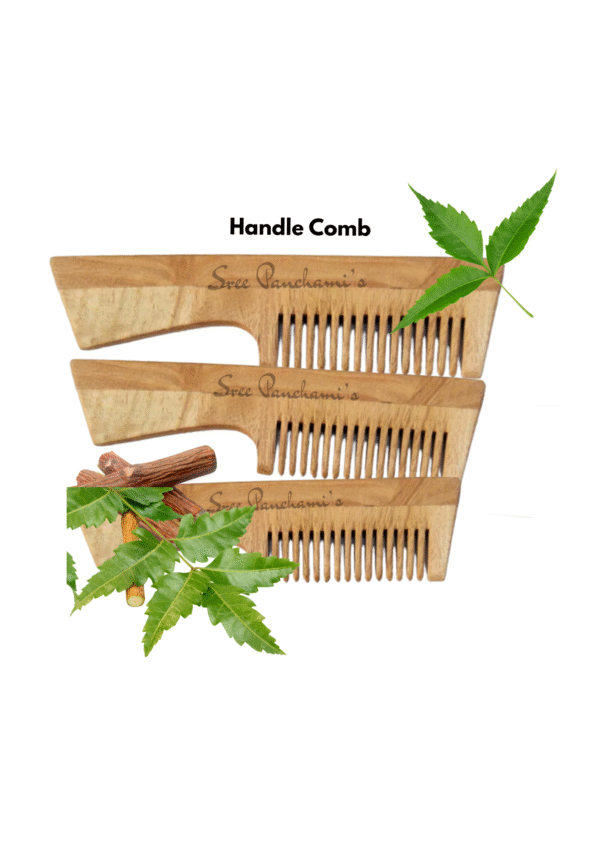 Herbal Oil-Treated Traditional Neem Combs- Handle Comb