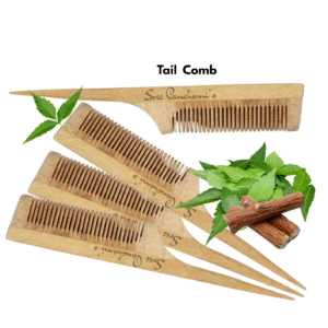 Herbal Oil-Treated Traditional Neem Combs-Tail Comb