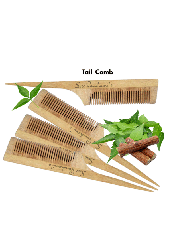 Herbal Oil-Treated Traditional Neem Combs-Tail Comb